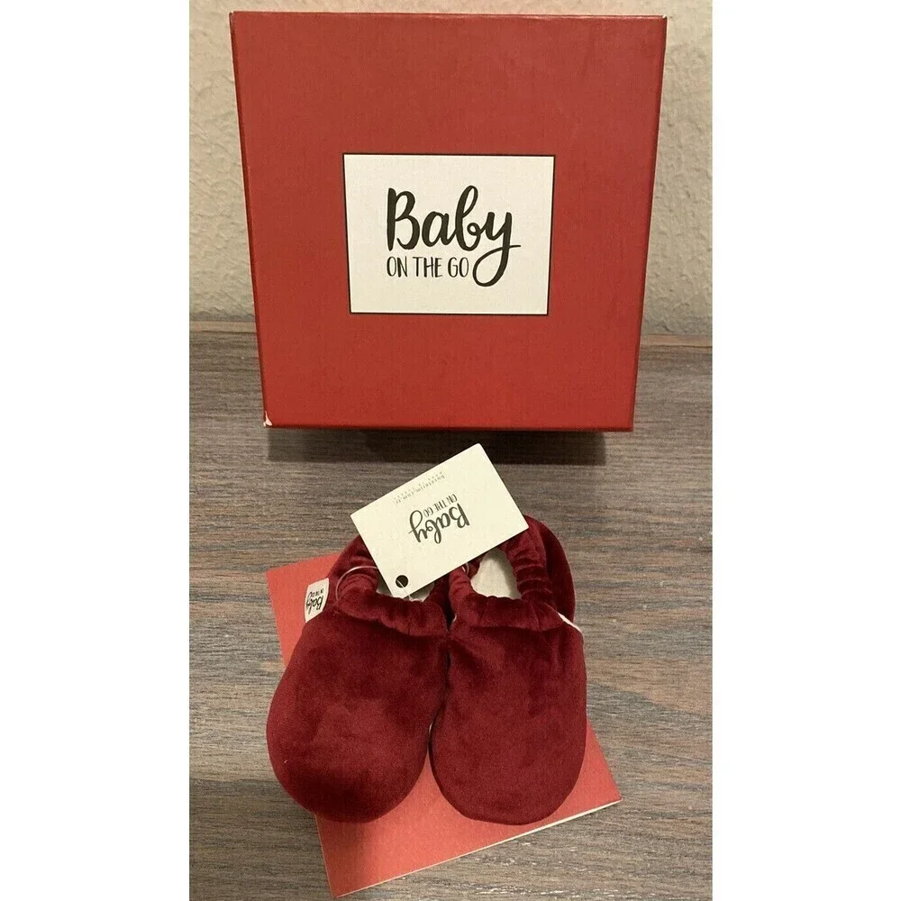 Baby On The Go First Steps Slip-On Moccasins Shoes Christmas gift red velvet 3.5